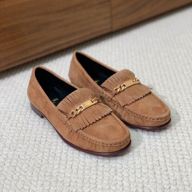 LUCO LOAFER WITH FRINGES IN COPPER BROWN SUEDE