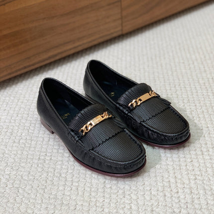 LUCO LOAFER WITH FRINGES IN BLACK LAMBSKIN