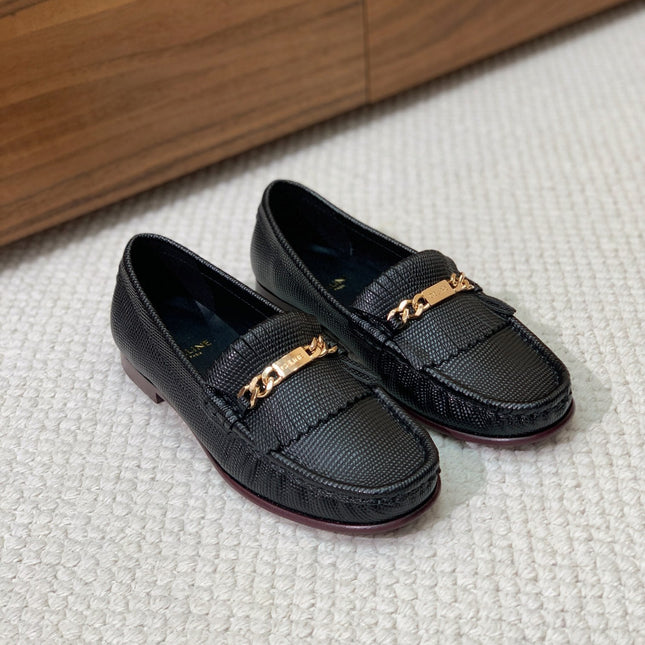 LUCO LOAFER WITH FRINGES IN BLACK LAMBSKIN