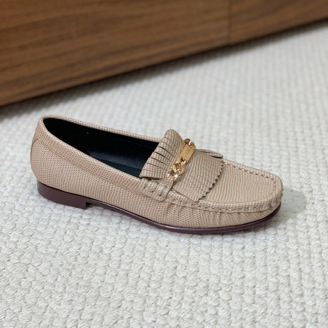 LUCO LOAFER WITH FRINGES IN KHAKI BROWN LAMBSKIN