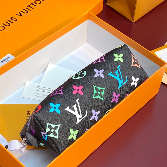 COSMETIC POUCH PM 19 IN COLORFUL MONOGRAM CANVAS