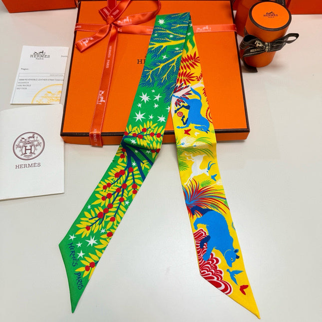 HERMES 25S SILK NECKERCHIEF 86 IN SILK 714355