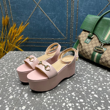 GG HORSEBIT PLATFORM SANDAL PASTEL PINK CALFSKIN