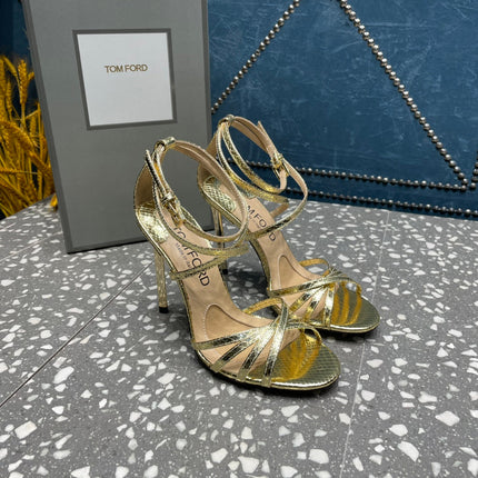 IDA SANDAL 10 CM IN GOLD SNAKE PATTERNED CALFSKIN