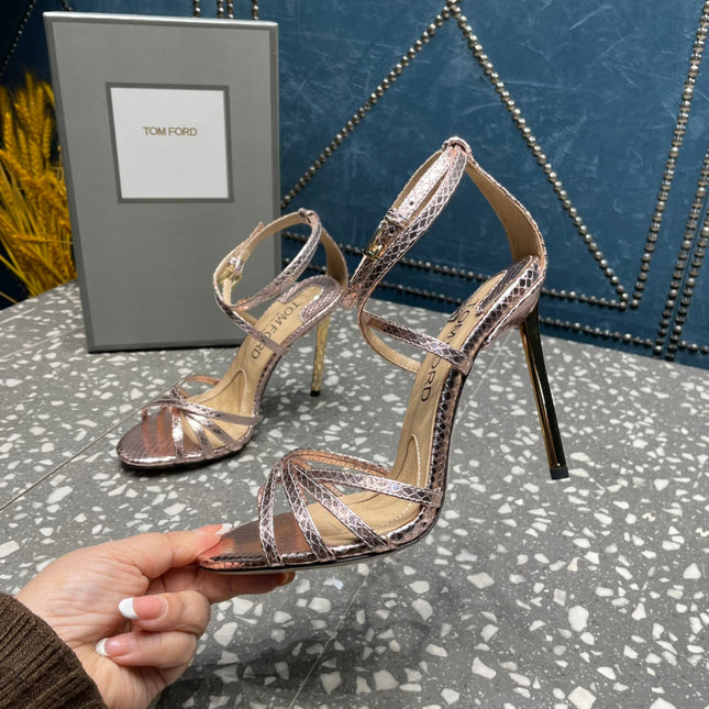 IDA SANDAL 10 CM IN COPPER SNAKE PATTERNED CALFSKIN