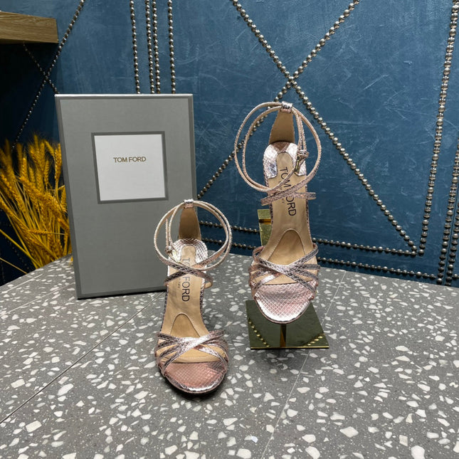 IDA SANDAL 10 CM IN COPPER SNAKE PATTERNED CALFSKIN