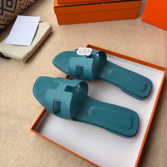 0RAN SANDALS IN SAPPHIRE BLUE CALFSKIN