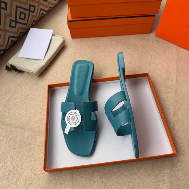 0RAN SANDALS IN SAPPHIRE BLUE CALFSKIN