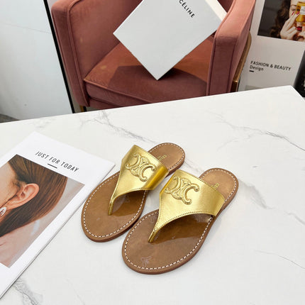 THONG MULE IN GOLD CALFSKIN