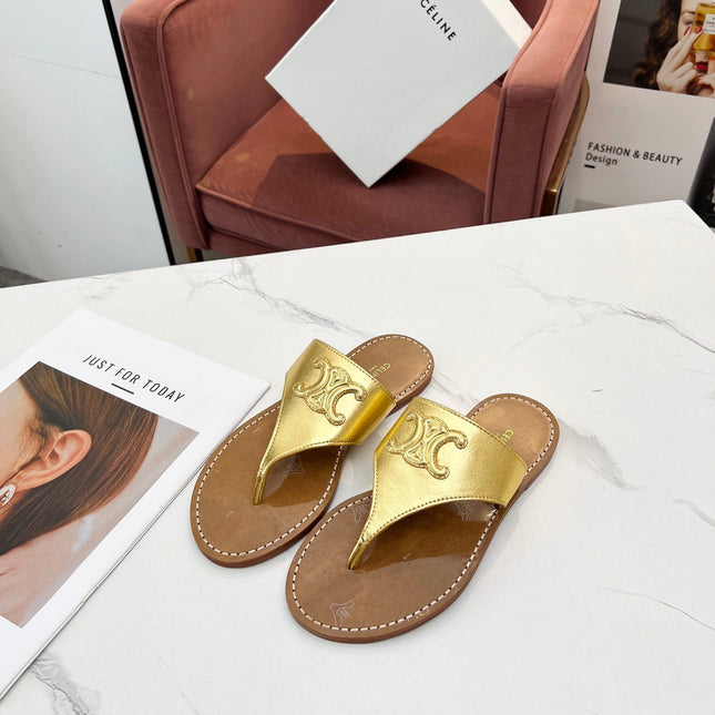 THONG MULE IN GOLD CALFSKIN