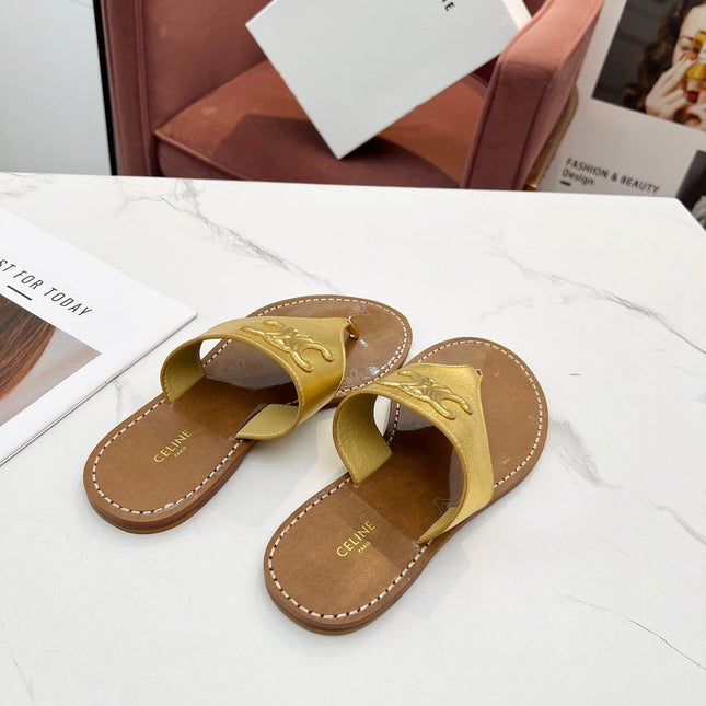 THONG MULE IN GOLD CALFSKIN