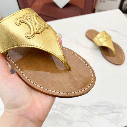 THONG MULE IN GOLD CALFSKIN