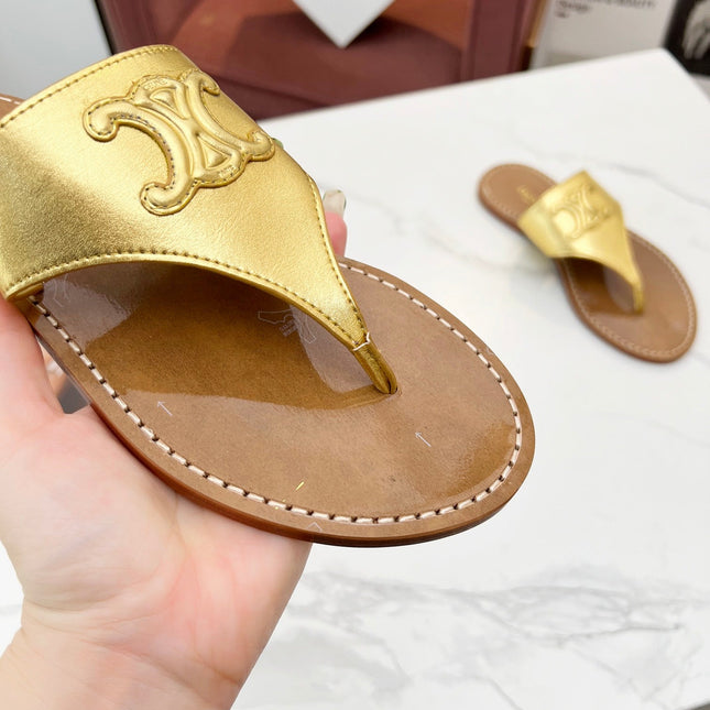THONG MULE IN GOLD CALFSKIN