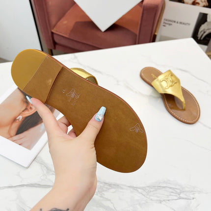 THONG MULE IN GOLD CALFSKIN
