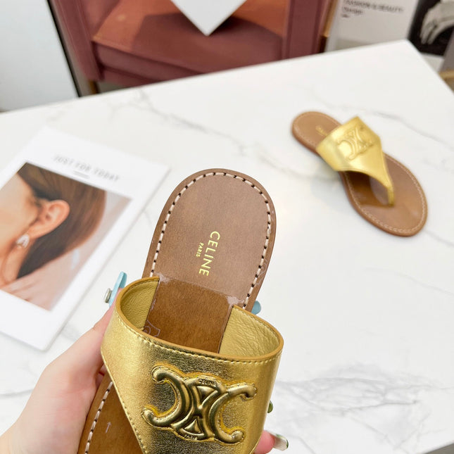 THONG MULE IN GOLD CALFSKIN