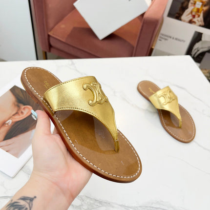 THONG MULE IN GOLD CALFSKIN