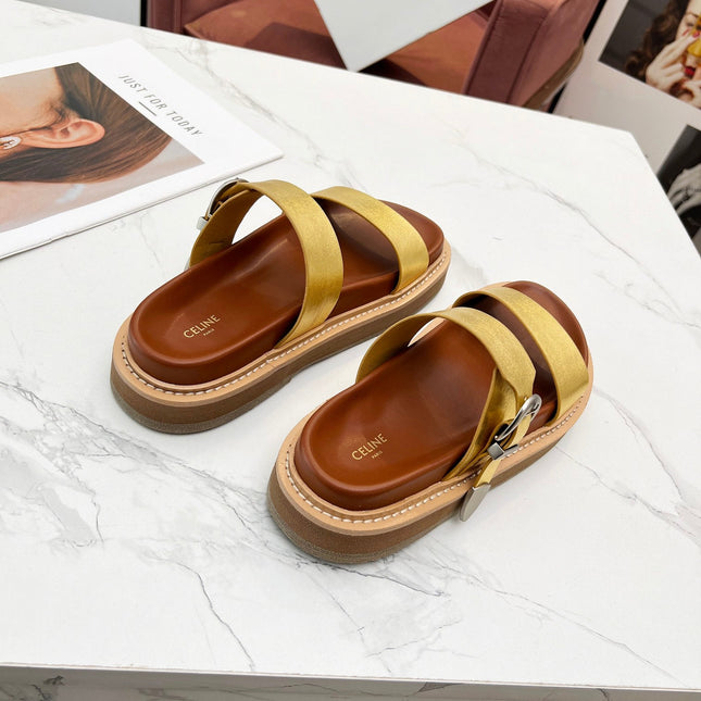TWO-STRAP SANDALS IN GOLD CALFSKIN