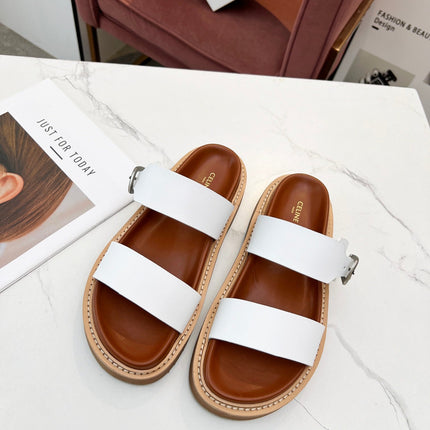 TWO-STRAP SANDALS IN WHITE CALFSKIN
