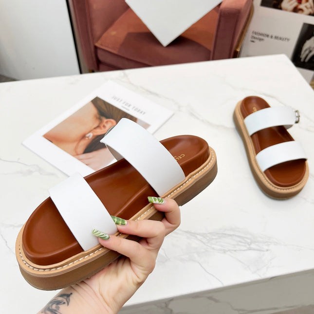 TWO-STRAP SANDALS IN WHITE CALFSKIN