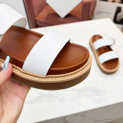 TWO-STRAP SANDALS IN WHITE CALFSKIN
