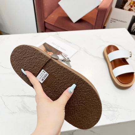 TWO-STRAP SANDALS IN WHITE CALFSKIN