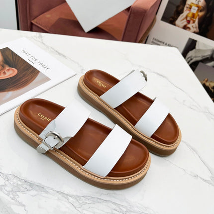 TWO-STRAP SANDALS IN WHITE CALFSKIN