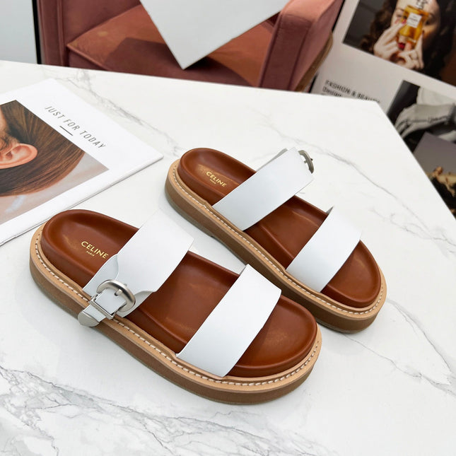 TWO-STRAP SANDALS IN WHITE CALFSKIN