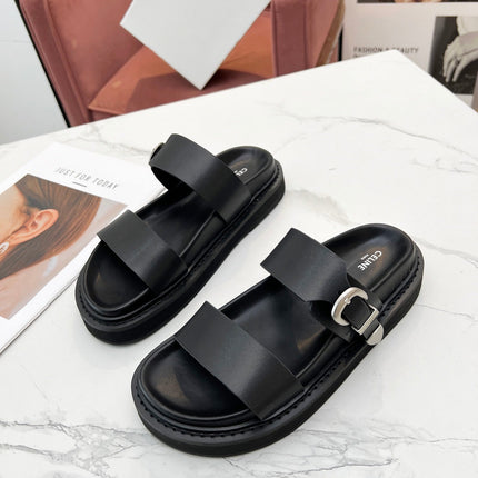 TWO-STRAP SANDALS IN BLACK CALFSKIN