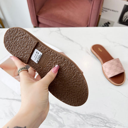 LYMPIA MULE DESERT SAND BEIGE CANVAS EMBROIDERED LOGO