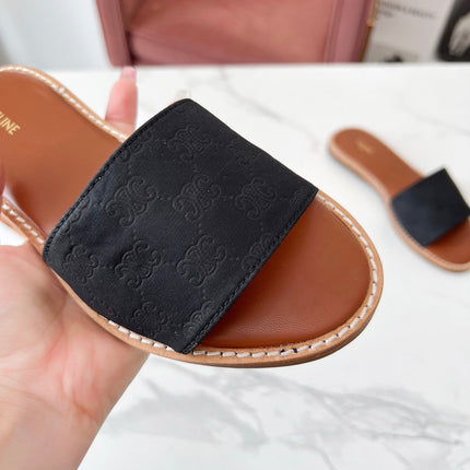 LYMPIA MULE BLACK CANVAS EMBROIDERED LOGO