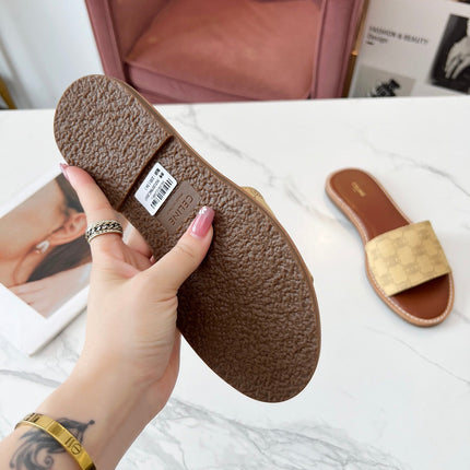 LYMPIA MULE BEIGE CANVAS EMBROIDERED LOGO