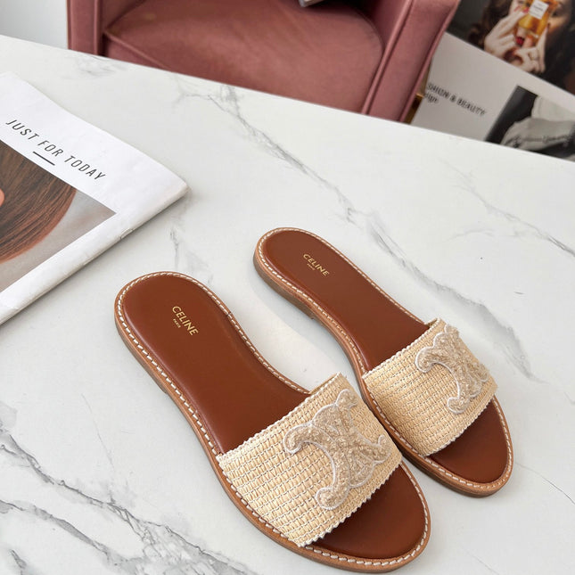 LYMPIA MULE BEIGE RAFFIA AND WOOL