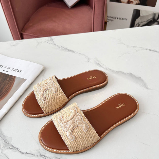 LYMPIA MULE BEIGE RAFFIA AND WOOL
