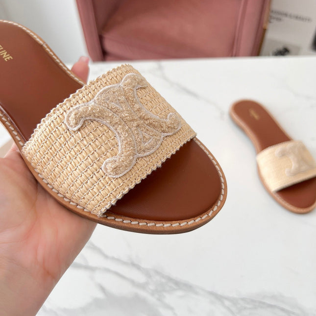 LYMPIA MULE BEIGE RAFFIA AND WOOL