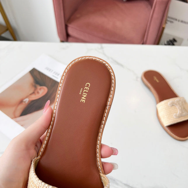 LYMPIA MULE BEIGE RAFFIA AND WOOL