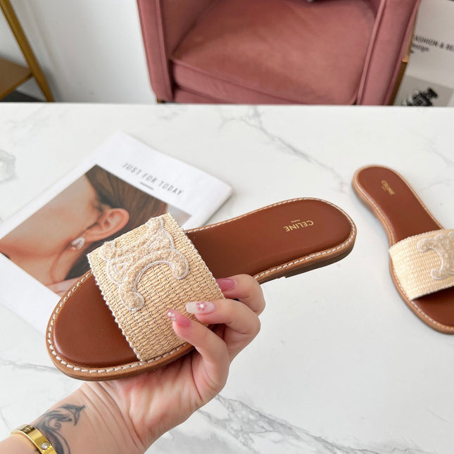 LYMPIA MULE BEIGE RAFFIA AND WOOL