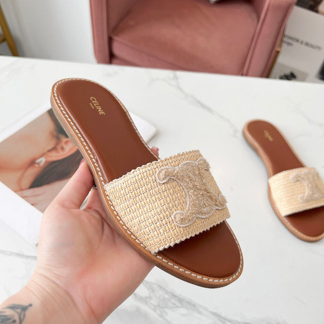 LYMPIA MULE BEIGE RAFFIA AND WOOL