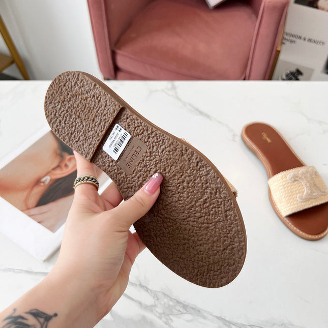 LYMPIA MULE BEIGE RAFFIA AND WOOL