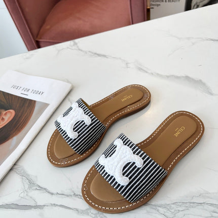 LYMPIA MULE STRIPED CANVAS WOOL LOGO