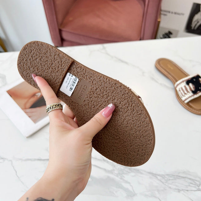 LYMPIA MULE WHITE MIX BROWN RAFFIA BLACK LOGO