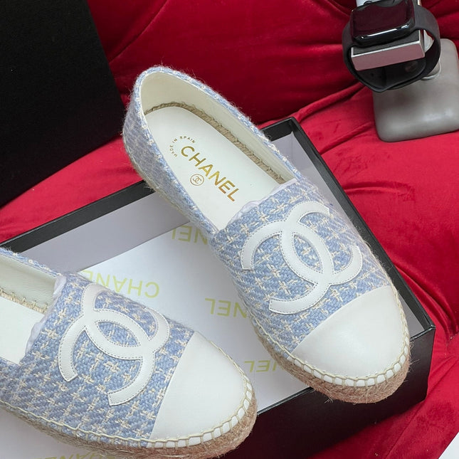 WOVEN LOAFERS IN LIGHT BLUE FABRIC