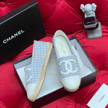 WOVEN LOAFERS IN LIGHT BLUE FABRIC