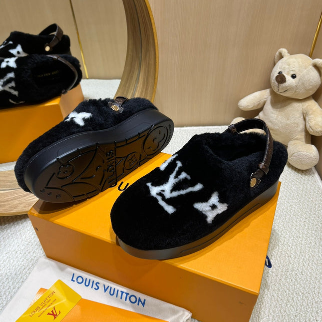 ASPEN COMFORT CLOG IN BLACK MIX WHITE FLEECE