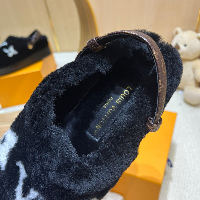 ASPEN COMFORT CLOG IN BLACK MIX WHITE FLEECE