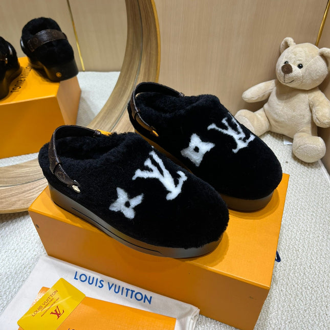 ASPEN COMFORT CLOG IN BLACK MIX WHITE FLEECE