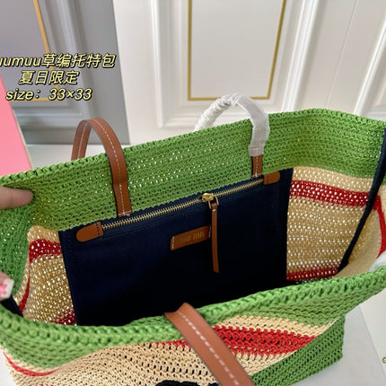 TOTE 33 BAG IN MULTICOLOR WOVEN STRAW