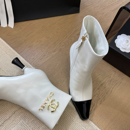 BONGADE BOOTS IN WHITE MIX BLACK CALFSKIN