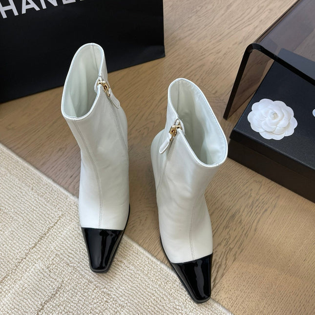 BONGADE BOOTS IN WHITE MIX BLACK CALFSKIN