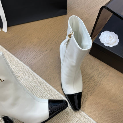 BONGADE BOOTS IN WHITE MIX BLACK CALFSKIN