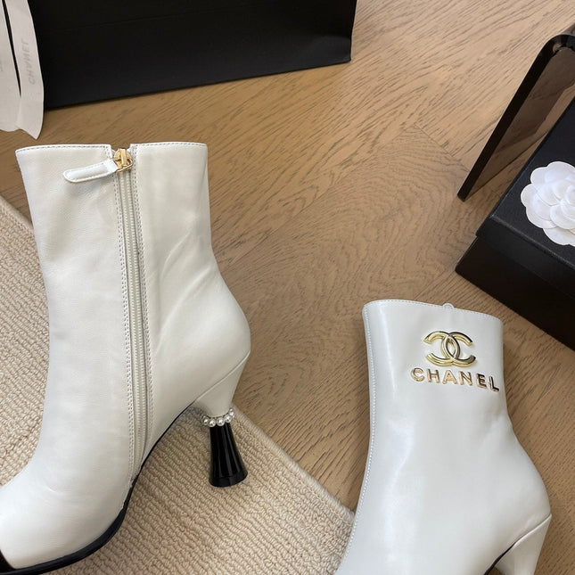 BONGADE BOOTS IN WHITE MIX BLACK CALFSKIN